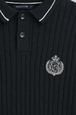Polo Club Pulls*Pull à col polo avec écusson nautique Bleu Marine