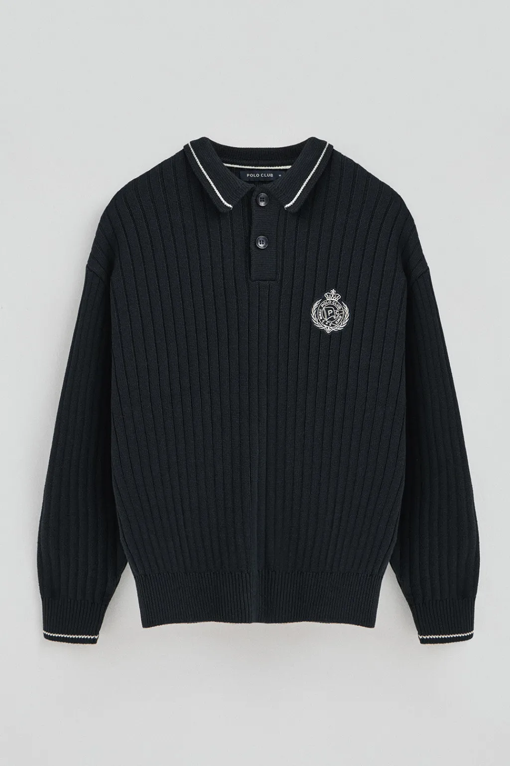 Polo Club Pulls*Pull à col polo avec écusson nautique Bleu Marine
