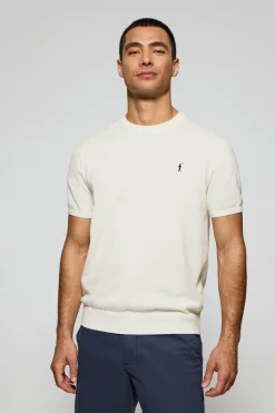 Polo Club Pulls|T-Shirts*Pull à col ras du cou et manches courtes à logo brodé Beige