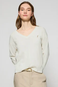 Polo Club Pulls*Pull en maille à col en V et logo brodé Rigby Go Beige