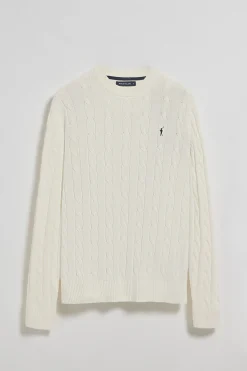 Polo Club Pulls*Pull en maille tressé à col ras du cou et broderie Rigby Go Beige