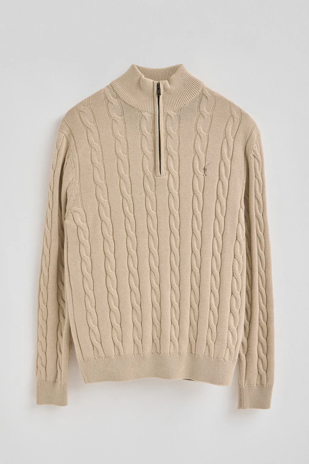 Polo Club Pulls*Pull en maille tressée en laine mélangée avec fermeture éclair partielle et broderie Rigby Go Beige