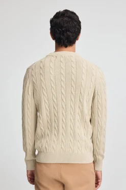 Polo Club Pulls*Pull en maille tressée en laine mélangée avec broderie Rigby Go Beige
