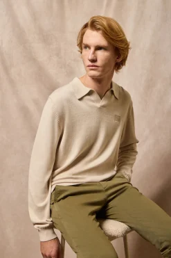 Polo Club Pulls|Polos*Pull Martin à col polo en V et détail Beige