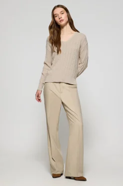 Polo Club Pulls*Pull tressé à col en V avec monogramme brodé Beige