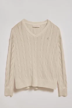 Polo Club Pulls*Pull tressé à col en V avec monogramme brodé Beige