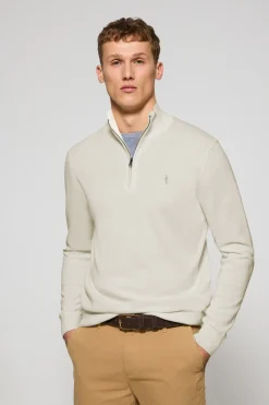 Polo Club Pulls*Pull zippé et Rigby Go brodé Beige