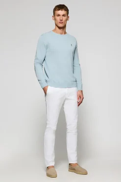 Polo Club Pulls*Pull bleu clair en maille à col ras du cou et broderie Rigby Go Bleu ciel