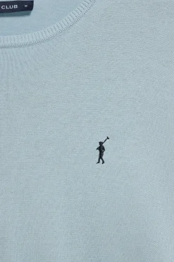 Polo Club Pulls*Pull bleu clair en maille à col ras du cou et broderie Rigby Go Bleu ciel