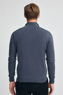 Polo Club Pulls*Pull bleu à fermeture éclair partielle éclair et laine mélangée avec broderie Rigby Go Denim