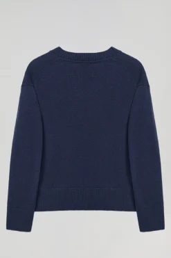 Polo Club Pulls*Pull en maille avec col en V et détail Bleu