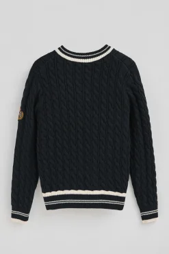 Polo Club Pulls*Pull à col en V avec écusson nautique Bleu Marine