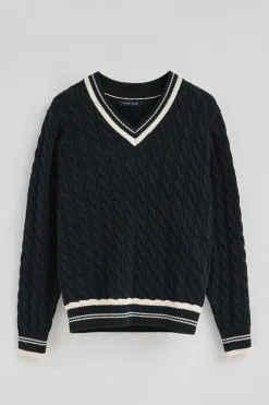 Polo Club Pulls*Pull à col en V avec écusson nautique Bleu Marine
