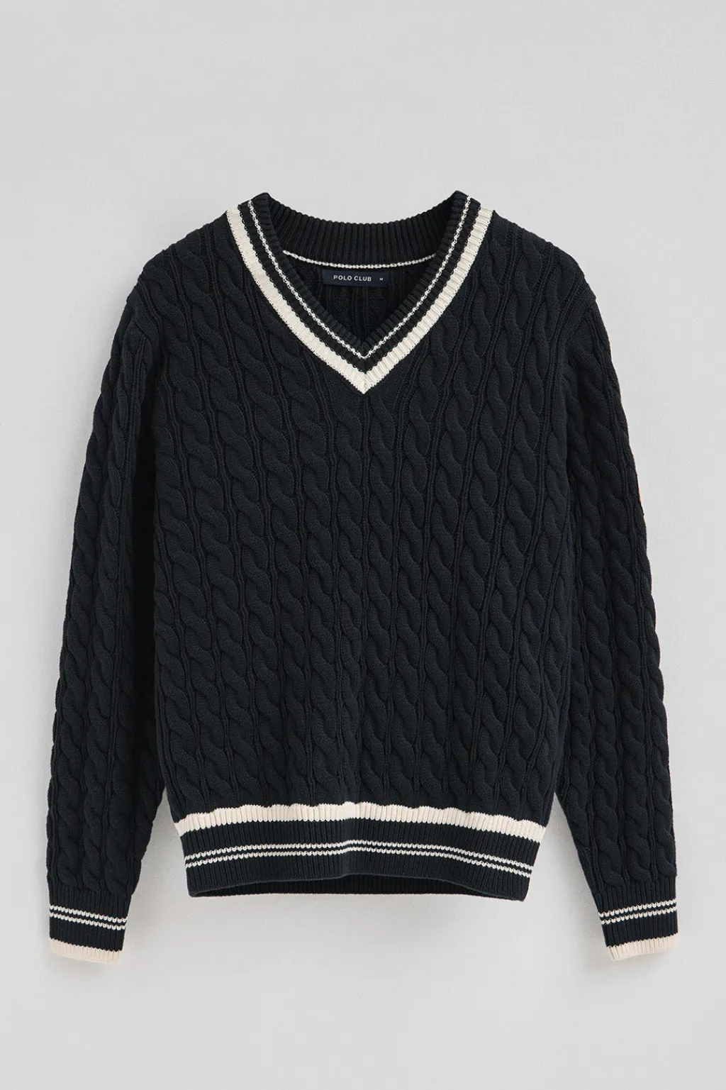 Polo Club Pulls*Pull à col en V avec écusson nautique Bleu Marine