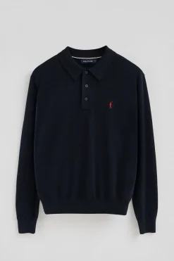 Polo Club Pulls*Pull à col polo en laine mélangée avec broderie Rigby Go Bleu Marine