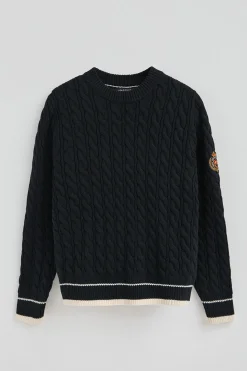 Polo Club Pulls*Pull à col ras du cou et écusson nautique Bleu Marine