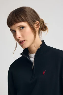 Polo Club Pulls*Pull en laine mélangée à fermeture éclair partielle et broderie Rigby Go Bleu Marine