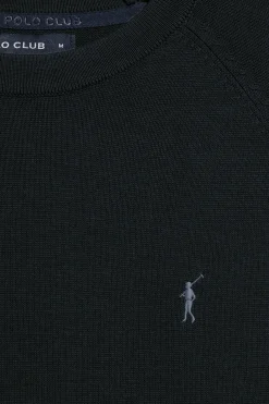 Polo Club Pulls*Pull en lin et coton à col ras du cou et broderie Rigby Go Bleu Marine