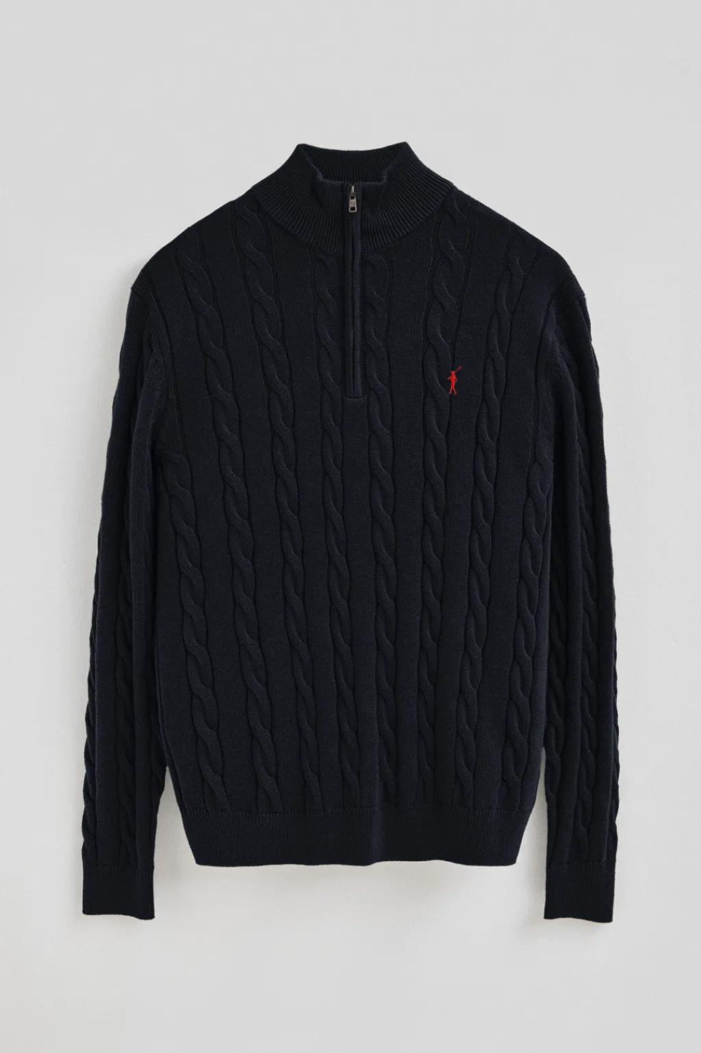 Polo Club Pulls*Pull en maille tressée en laine mélangée avec fermeture éclair partielle et broderie Rigby Go Bleu Marine