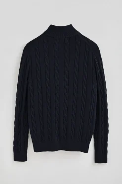 Polo Club Pulls*Pull en maille tressée en laine mélangée avec fermeture éclair partielle et broderie Rigby Go Bleu Marine
