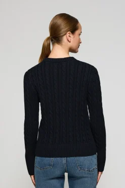 Polo Club Pulls*Pull en maille tressée à col ras du cou et broderie Rigby Go Bleu Marine