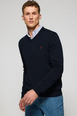 Polo Club Pulls*Pull en maille à col en V et broderie Rigby Go Bleu Marine