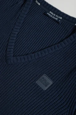 Polo Club Pulls*Pull en maille en jauge 9 avec détail Bleu Marine