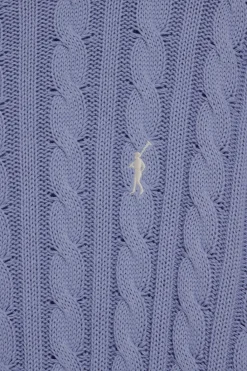 Polo Club Pulls*Pull bleu tressé à col ras du cou et broderie Rigby Go Bleu Aqua