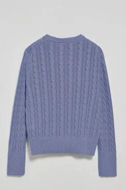 Polo Club Pulls*Pull bleu tressé à col ras du cou et broderie Rigby Go Bleu Aqua