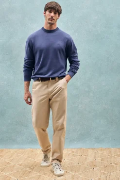 Polo Club Pulls*Pull bleu garment dye à col ras du cou et logo brodé Bleu Violet