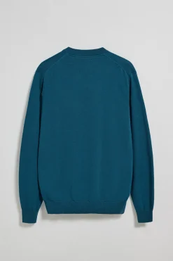 Polo Club Pulls*Pull bleu-vert en maille à col en V et broderie Rigby Go Vert Bleuâtre