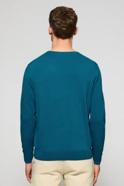Polo Club Pulls*Pull bleu-vert en maille à col ras du cou et broderie Rigby Go Vert Bleuâtre