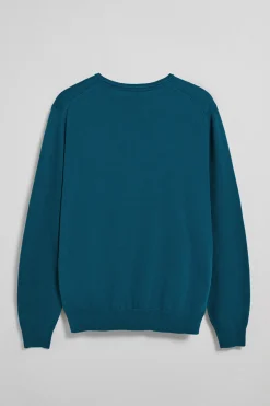 Polo Club Pulls*Pull bleu-vert en maille à col ras du cou et broderie Rigby Go Vert Bleuâtre