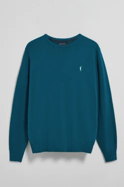 Polo Club Pulls*Pull bleu-vert en maille à col ras du cou et broderie Rigby Go Vert Bleuâtre