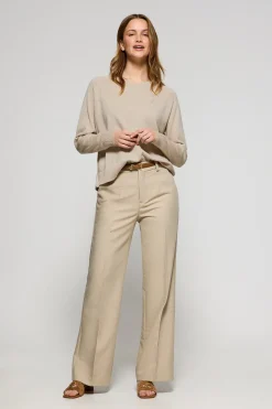Polo Club Pulls*Pull col V en coton et lin avec monogramme brodé Beige