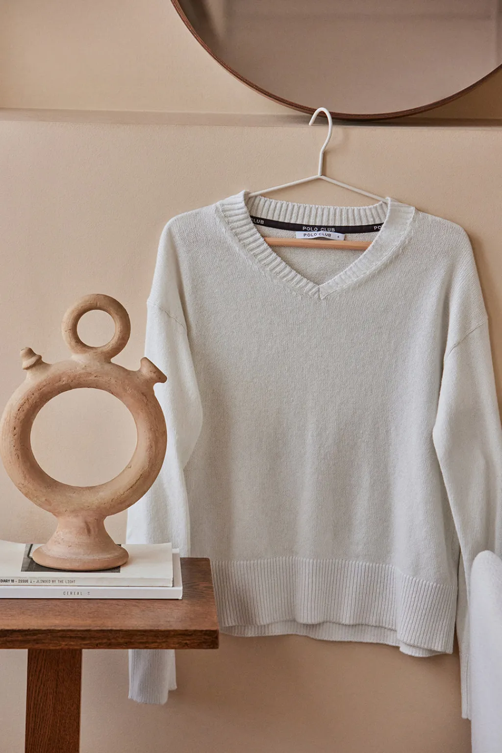 Polo Club Pulls*Pull couleur en maille avec col en V et détail Beige