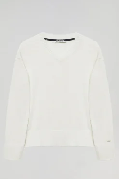 Polo Club Pulls*Pull couleur en maille avec col en V et détail Beige