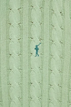 Polo Club Pulls*Pull couleur tressé à col ras du cou et broderie Rigby Go Menthe