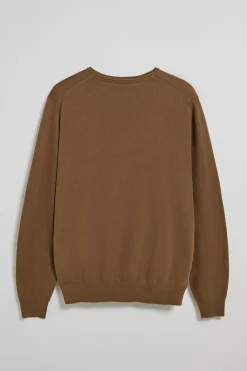 Polo Club Pulls*Pull couleur moka en maille à col ras du cou et broderie Rigby Go Mocca
