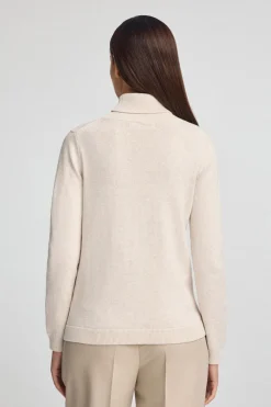 Polo Club Pulls*Pull écru chiné en laine mélangée à col roulé et broderie Rigby Go Écru Blanc Chiné