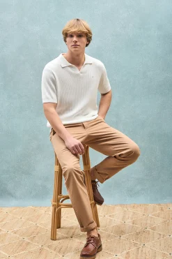 Polo Club Pulls*Pull côtelé Jay avec monogramme brodé Beige