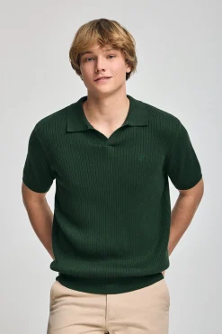 Polo Club Pulls*Pull côtelé vert émeraude Jay avec monogramme brodé Émeraude foncée