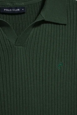 Polo Club Pulls*Pull côtelé vert émeraude Jay avec monogramme brodé Émeraude foncée