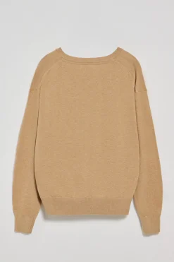 Polo Club Pulls*Pull en maille à col en V couleur caramel, avec logo Rigby Go brodé Caramelo Vigoré
