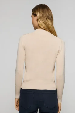 Polo Club Pulls*Pull en maille avec col montant et bouton nacré PC Beige