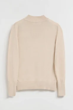 Polo Club Pulls*Pull en maille avec col montant et bouton nacré PC Beige