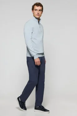 Polo Club Pulls*Pull en maille bleu clair zippé et logo brodé Rigby Go Bleu ciel