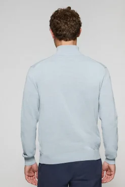 Polo Club Pulls*Pull en maille bleu clair zippé et logo brodé Rigby Go Bleu ciel