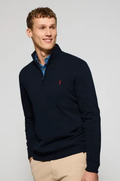 Polo Club Pulls*Pull en maille zippé et logo Rigby Go brodé Bleu Marine