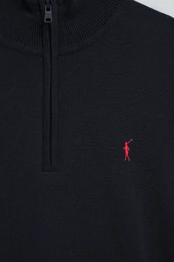 Polo Club Pulls*Pull en maille zippé et logo Rigby Go brodé Bleu Marine